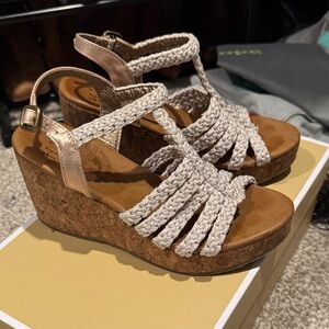 Blowfish Cream Braided Wedge Sandals